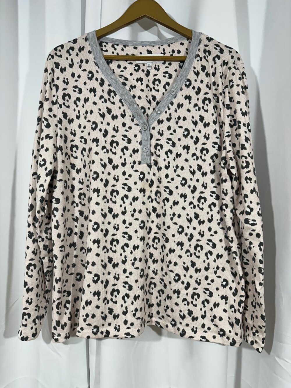 Karen Neuburger Live Love Lounge Leopard Print Sleep Top XL Soft Pajama Lounge